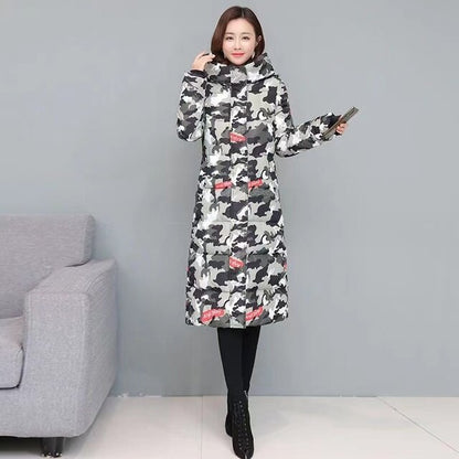 Womens Knee Length Windproof Hooded Coat Parka