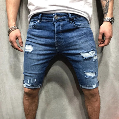 Summer Men's Stretch Skinny Slim Denim Shorts