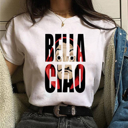 Womens La Casa De Papel Bella Ciao Cotton Summer T-Shirts