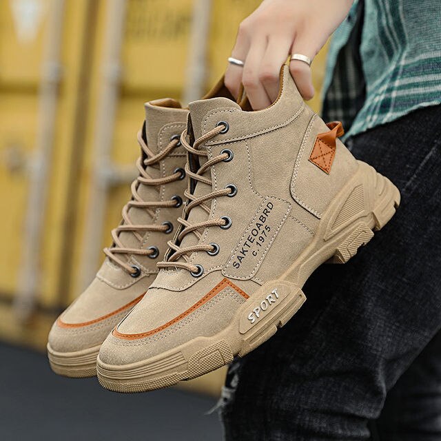 Orange Line Lace-Up High Quality Men Leather Boots