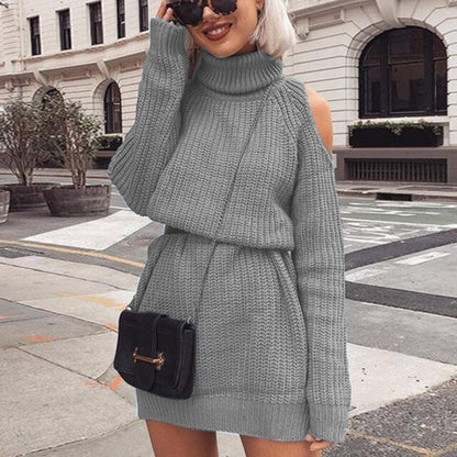 New Women’s Pullover Sweater – Off-Shoulder Sexy Turtleneck Long Sleeve Casual Autumn/Winter Blouse Top