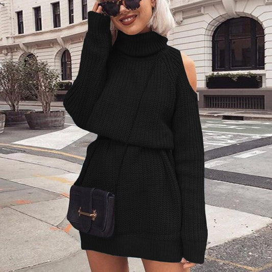 New Women’s Pullover Sweater – Off-Shoulder Sexy Turtleneck Long Sleeve Casual Autumn/Winter Blouse Top