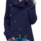 Scarf Collar Button Decoration Autumn Winter Sweater For Women