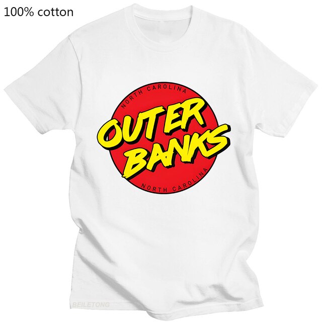 Red Back Yellow Letter Outer Banks North Carolina Cotton T-Shirts