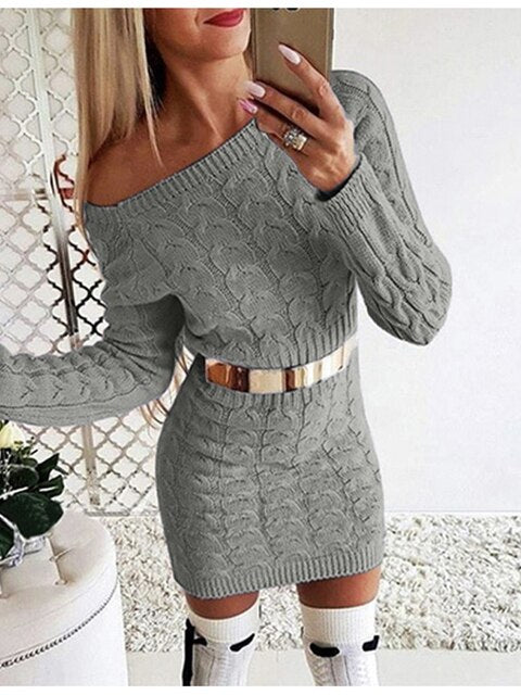 Women's Twisted Belted Long Sweaters