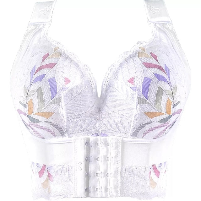 Leaf Embroidered Sexy Lace Plus Size Women Padded Push Up Bras