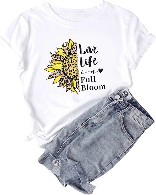 Sunflower Quotes Black Graphic Women Casual T-Shirt