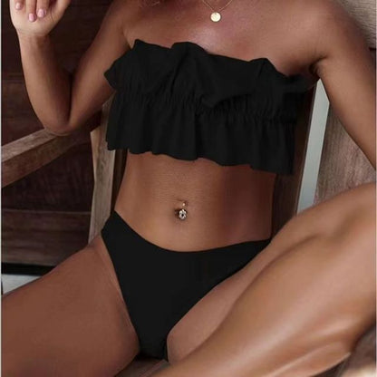 Sexy Summer Energy Strapless Ruffle Top Bikini