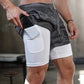 Mens Quick Dry 2 in 1 Gym Workout Style Shorts