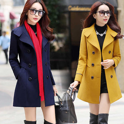 Womens S-5XL Plus Size Long Wool Elegant Winter Coat