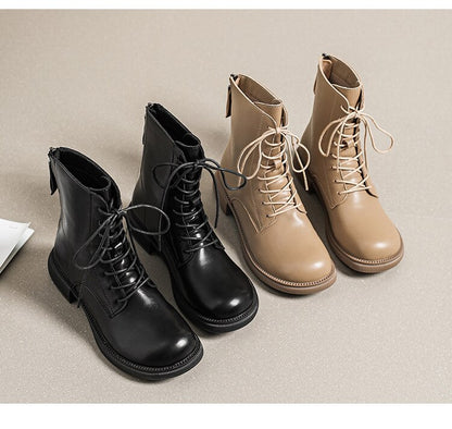 Womens Round Head Lace Up Chelsea Boots For Winter