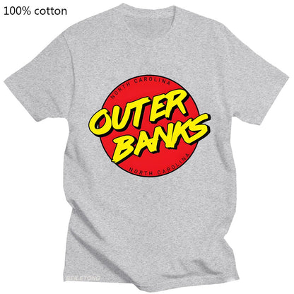 Red Back Yellow Letter Outer Banks North Carolina Cotton T-Shirts