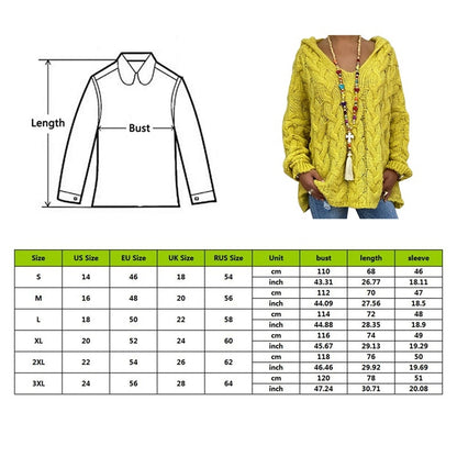 Autumn/Winter Women’s Long Sleeve Hooded Knitted Pullover – Vintage V-Neck Loose Sweater, Casual Knitwear for Ladies