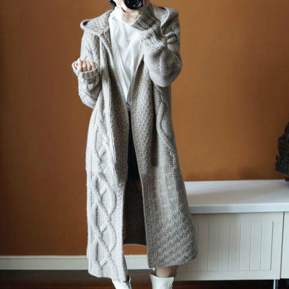 Women Trendy Hooded Long Cardigan