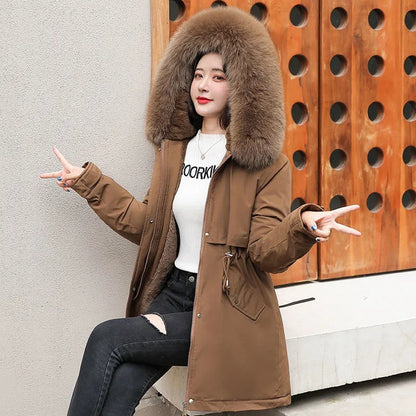 Furry Hooded Wool Winter Coats