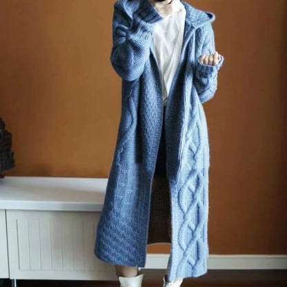 Women Trendy Hooded Long Cardigan