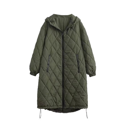 Geometrical Design Cotton Long Parkas