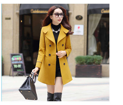 Womens S-5XL Plus Size Long Wool Elegant Winter Coat