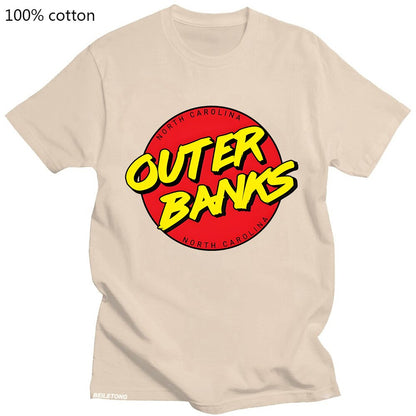 Red Back Yellow Letter Outer Banks North Carolina Cotton T-Shirts