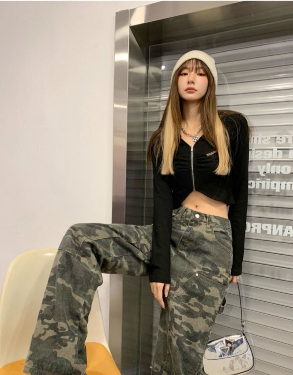 New Camouflage Style Women Loose Jeans