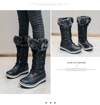 Knee High Warm Front Zipper Snow Boots