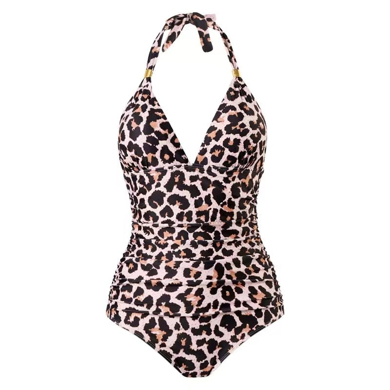 New One Piece Fashion V-Neck Leopard Women Bikini Monokini