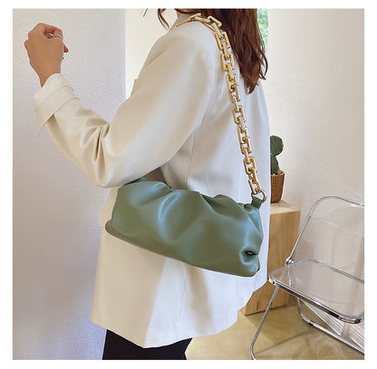 Women's Leather Gold Chain Casual Handbags