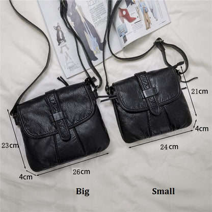 Women's Soft Leather Messenger Bag – Casual Crossbody & Shoulder Handbag, Black Fashion Purse