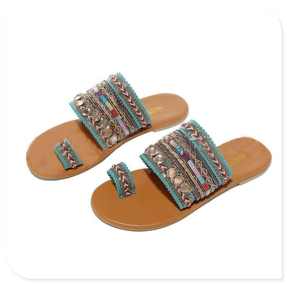 New Summer Design Clip Toe Ankle Strap Flat Women's Sandal Slipper