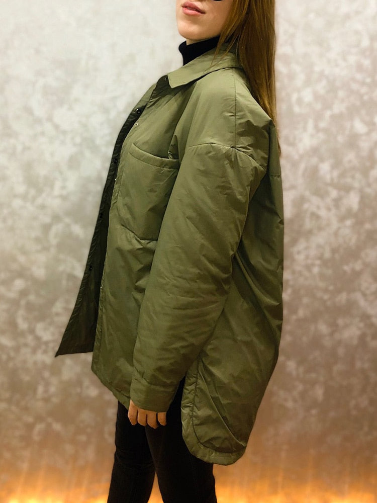 Army Green Womens Autumn Style Thin Long Jackets