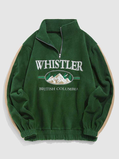 Men's/Women's WHISTLER Letter Embroidery Hoodie – Fall/Winter Fleece Turtleneck Sweatshirt, Vintage Streetwear Pullover, Warm Sweats