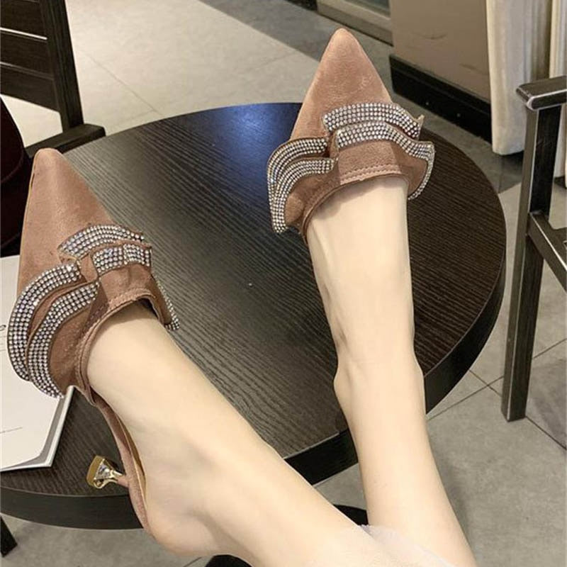 Women Pointed Shiny Rhinestone Elegant Summer Shoes