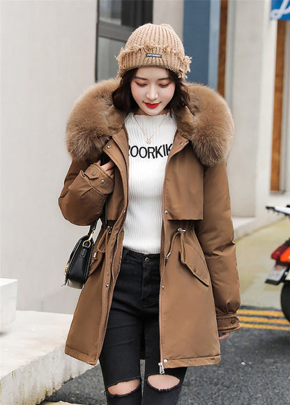 Fur Hooded Womens New Fashion Long Wool Winter Coats