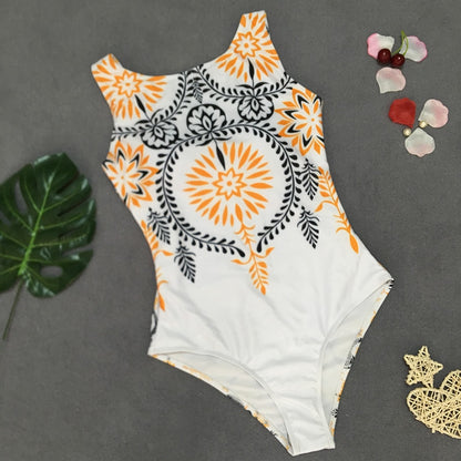 African Sexy High Neck One-Piece Swimsuit for Women | Halter Swimwear with Print, Elegant Bathing Suit