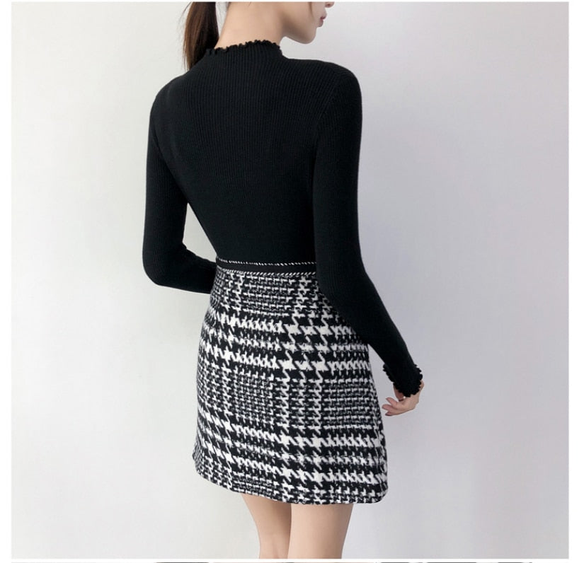 Women's Thick Plaid Turtleneck Sweaters