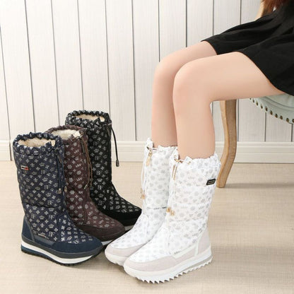 Knee High Warm Front Zipper Snow Boots