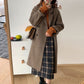 Womens Autumn Retro Double Breasted Loose Slim Fit Woolen Coat