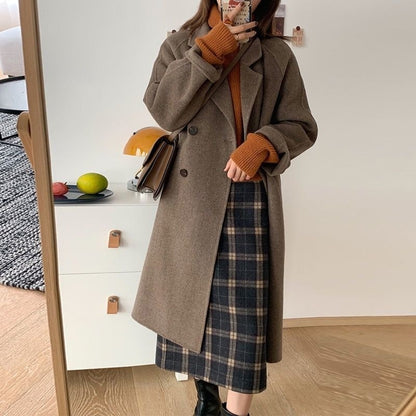 Double Breasted Loose Woolen Coats