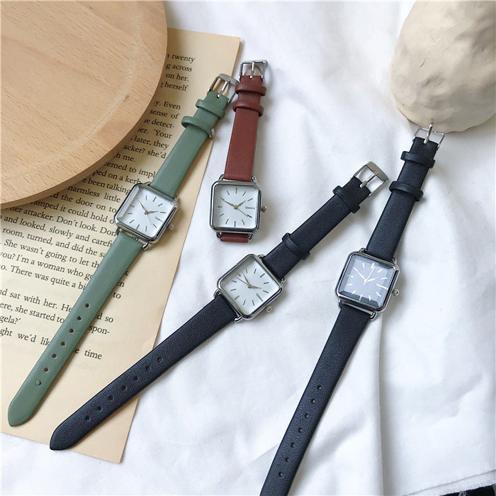 Womens Gold Silver Minimalist Square Dial Elegant Watches