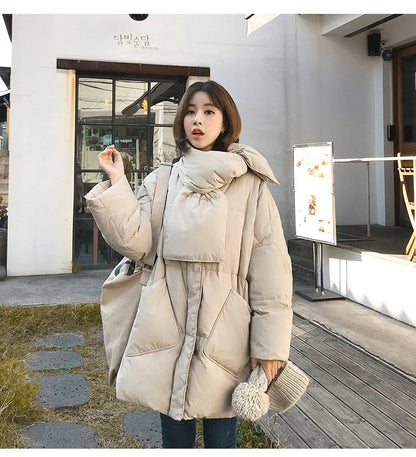 Womens Cotton Padded Long Over Knee Parka Coats