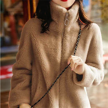 Womens Faux Fur Warm Zip Up Jackets