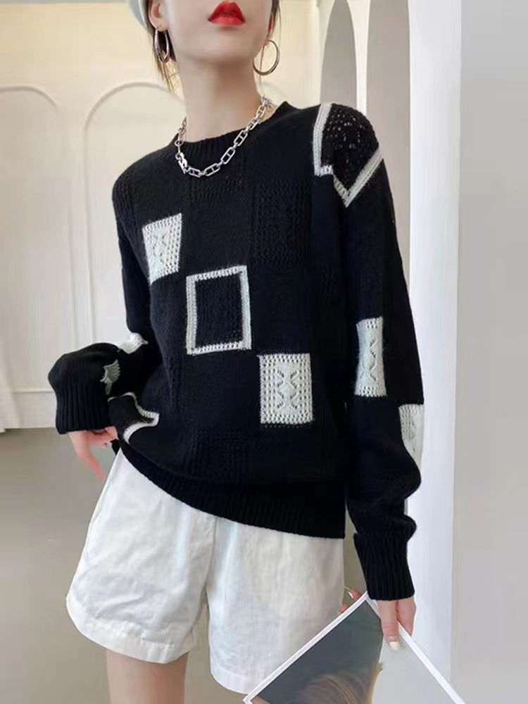 Square Blocks Designer Elegant Warm Sweaters For Women
