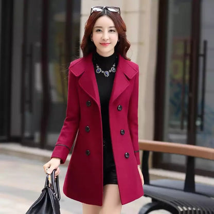 Womens S-5XL Plus Size Long Wool Elegant Winter Coat