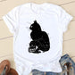 New Cat and Butterfly Love Graphic Multi Color Summer T-Shirts
