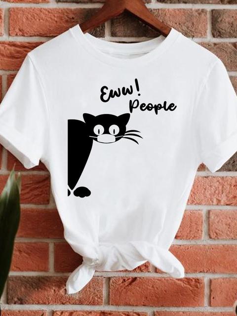 Cute Dog Cat Paw Print Women Graphic T-Shirts