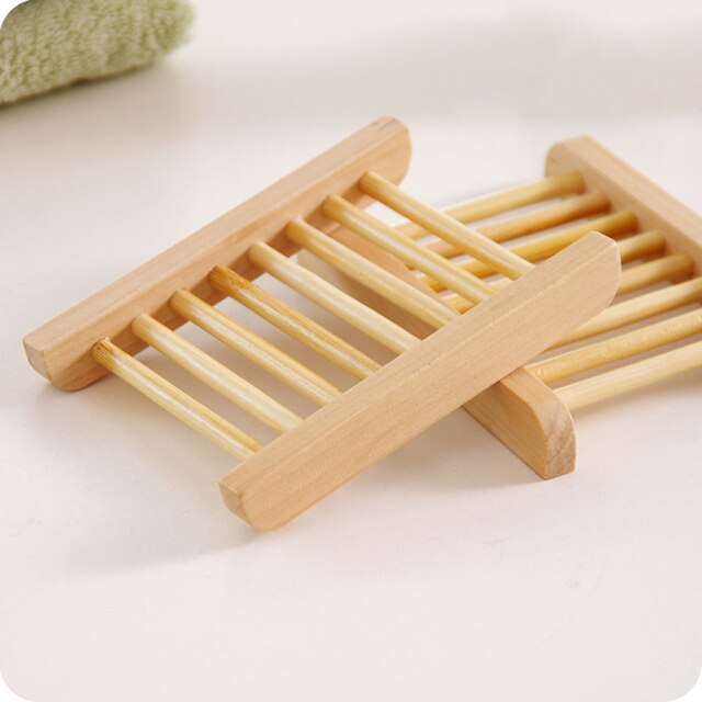 Portable Natural Wooden Soap Dishes Holder Storage