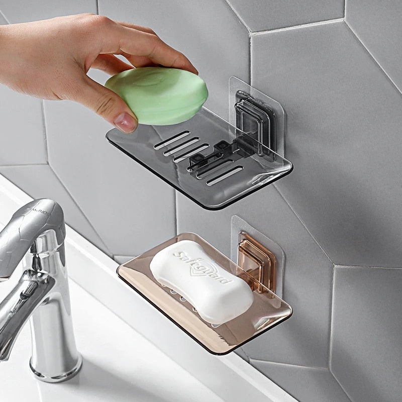 No Drilling Wall Mounted Double Layer Soap Sponge Holder