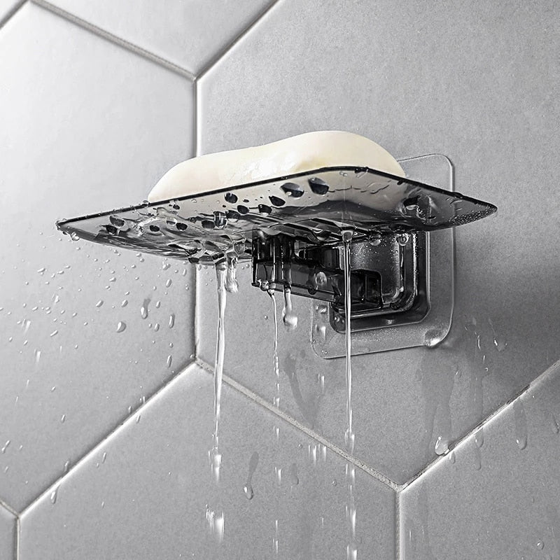 No Drilling Wall Mounted Double Layer Soap Sponge Holder