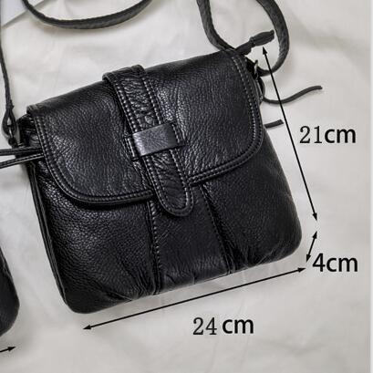 Women's Soft Leather Messenger Bag – Casual Crossbody & Shoulder Handbag, Black Fashion Purse