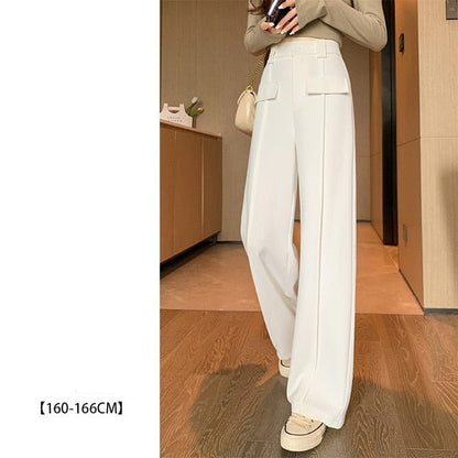 New Women's High Waisted Straight Casual Wide Leg Pants